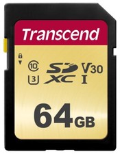 Transcend 64GB 500S SDXC UHS-I U3 V30 SD Memory Card CL10 MLC Flash TS64GSDC500S