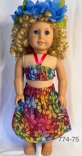 Hawaiian Pa'u Hula Outfit made to fit 18" dolls such as American Girl - Picture 5 of 6