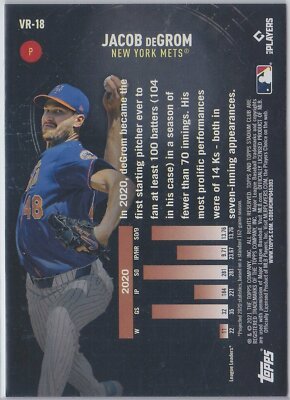 Jacob deGrom - 2021 Topps Stadium Club #VR-18 - Virtual Reality Insert - Mets