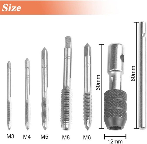 Juego de herramientas para roscar roscas llave de mano tipo T de 3Mm a 8Mm juego - Foto 2 di 3