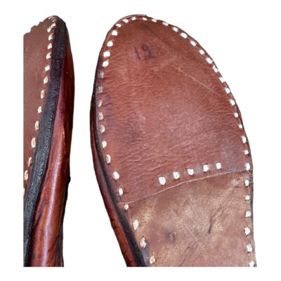 MahYogan Juties Mens Hand Stitched with Pom Poms Leather Brown Shoes Slippers 12 MahYogan Juties Mens Hand Stitched with Pom Poms Leather  main image 2