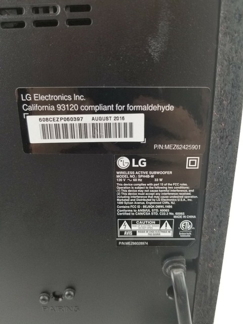LG SPH4B-W Wireless SUBWOOFER ONLY- UNTESTED, FOR PARTS- ERI0406 | eBay