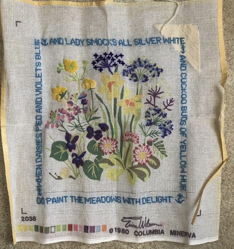 Paint the Meadows Daisies Violets Erica Wilson Vtg. 1980 Needlepoint Canvas