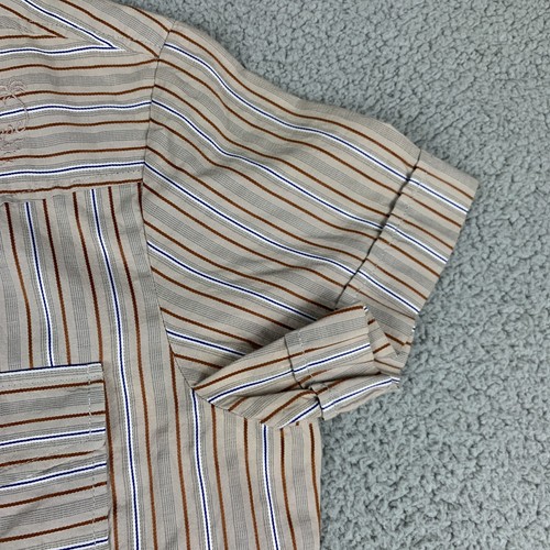Diesel Shirt Mens Large Brown Stripes Short Sleeve Button Up 50's Cowboy - Picture 6 of 13