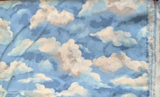 Springs Industries White Clouds on Blue Cotton Fabric By The Half Yd x 45" W Pc
