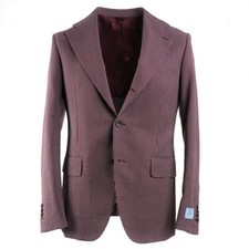 NWT 1495 BELVEST Red-Black Woven Check Cotton Sport Coat Slim-Fit 40R