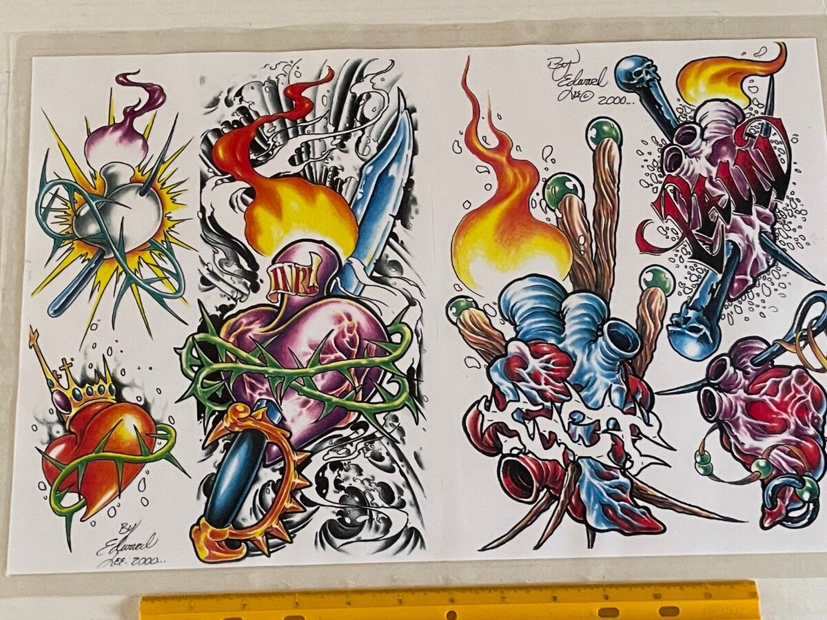 Vintage Art Tattoo Flash Sheet Edward Lee /T529