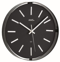 Ams 5586 Wanduhr Funk Funkwanduhr Analog Modern Schwarz MetallgehäUse Lackiert