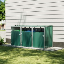 Triple Wheelie Bin Storage Metal Store Cover Garden Rubbish Dustbin Shed Housing