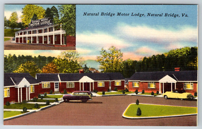 c1940s Natural Bridge Motor Lodge Virginia Vintage Postcard Linen