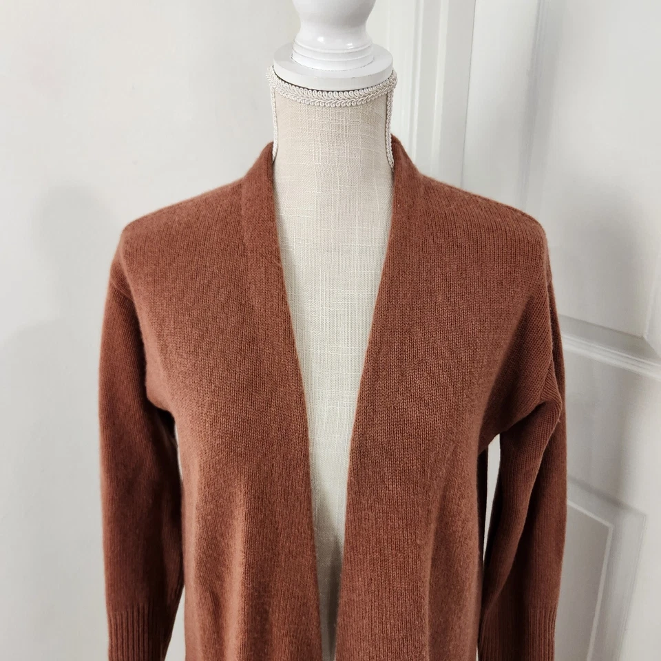 Cárdigan halógeno para mujer S marrón neutro mezcla de cachemir abierto línea larga niña limpia Foto 2 de 4