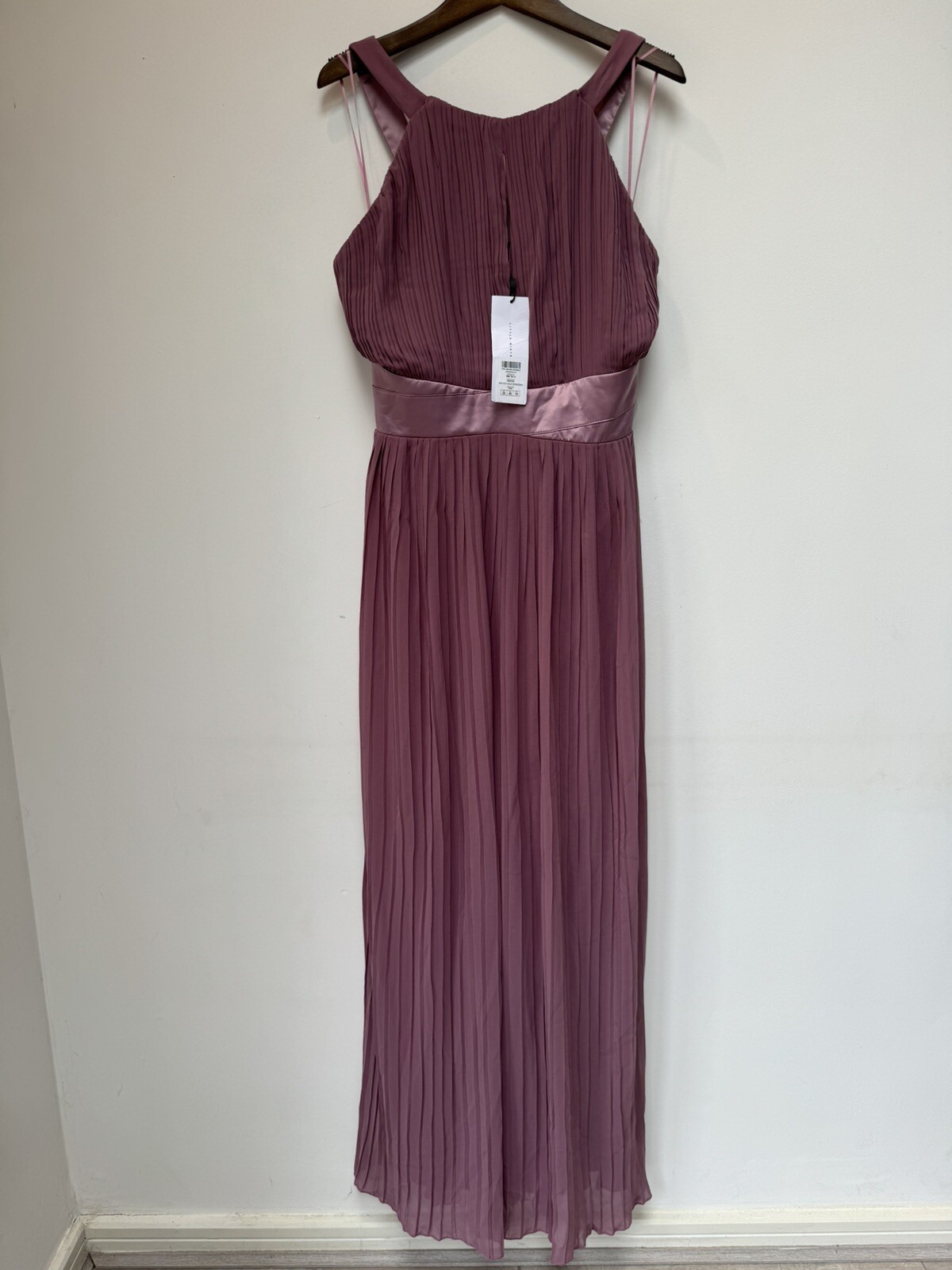 Little Mistress Mauve Blush Pink Rose Pleated Bridesmaid Maxi Dress - Brand New