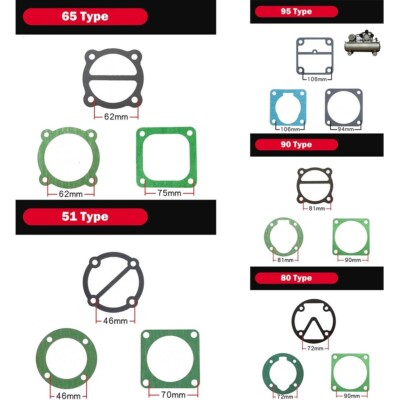 3 in 1 Air Compressor Cylinder Head Base Valve Plate Gaskets Washers 51 65 80 90