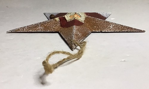 Adorno de estrella de metal con Santa Claus pintado a mano 5 5/8 pulgadas - Imagen 5 de 13