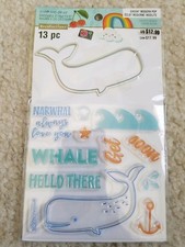 Recollections Cheeky Modern Pop Clear Stamps  Die Set - Whale 3