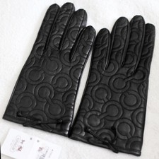 NWT COACH 82043 OP Art Signature Black Soft Leather Gloves Sz 6.5 NEW 128