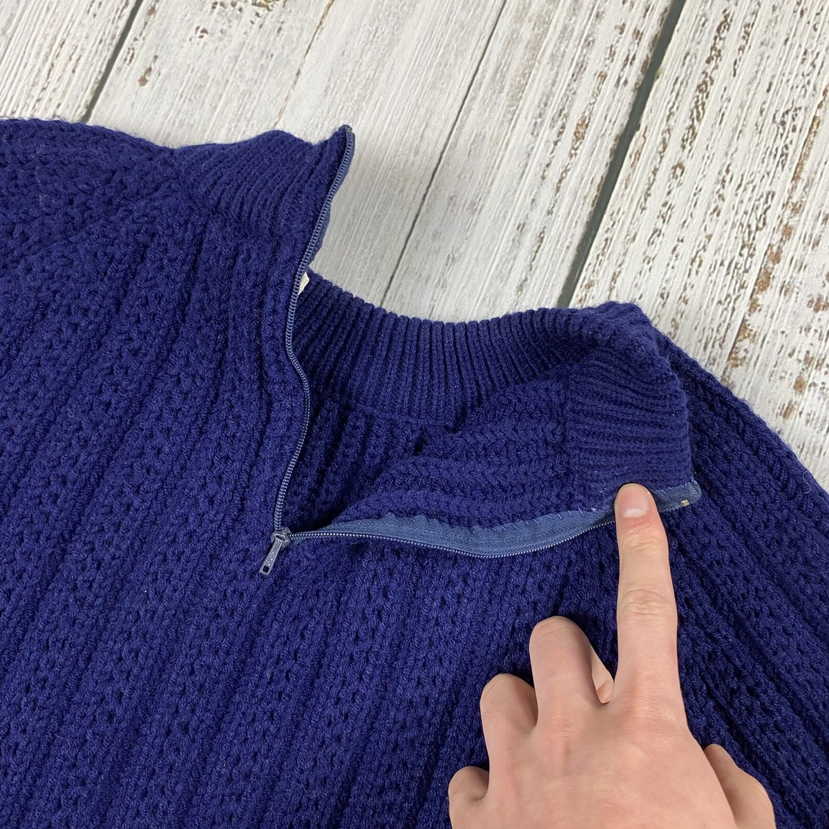 VTG 50S 60S FULL FASHIONED JAPAN ACRYLIC SWEATER MADE IN JAPAN ZIP