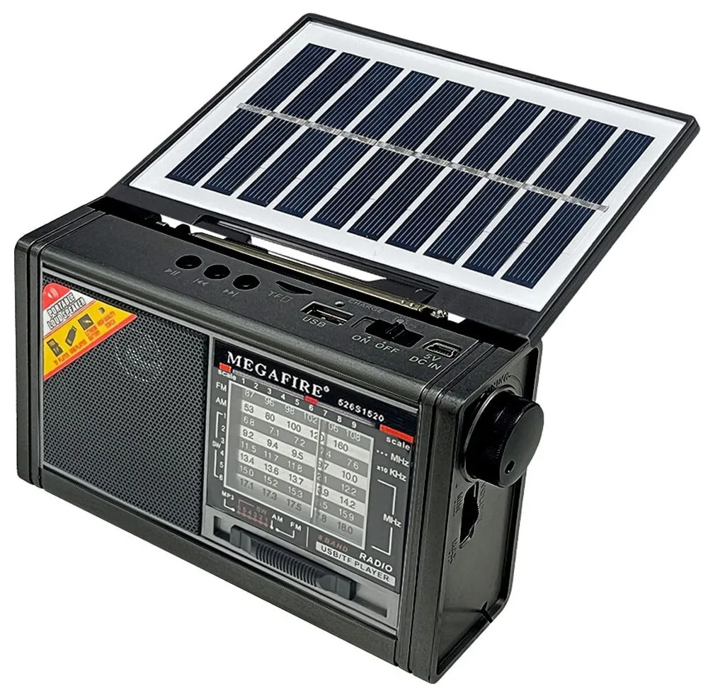 Solar-Powered AM/FM/SW Radio With MP3 Player Speaker Flashlight Bluetooth