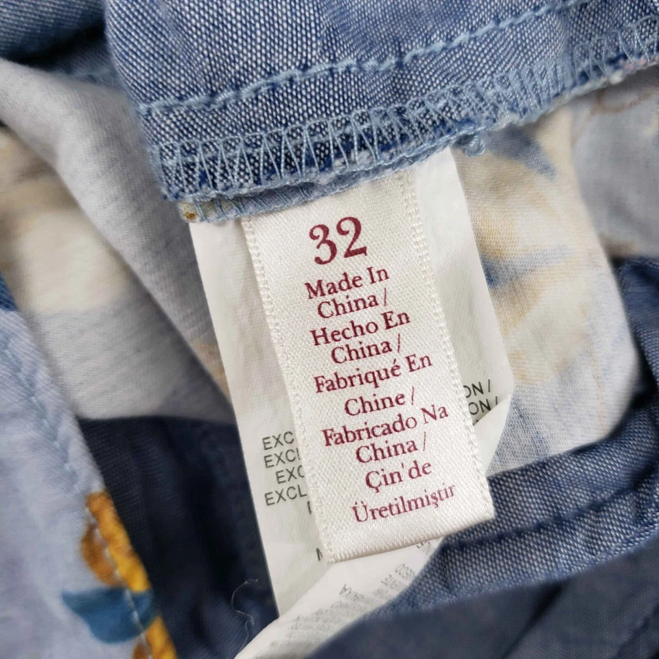 Original Penguin Floral Print Chino Shorts Mens 32 Blue Tropical Hawaiian Aloha - Image 3 of 4