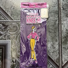 Vintage 60  s-70  s Knee-Hi Purple Nylon Stocking One Size 8.5 to 11 - NOS