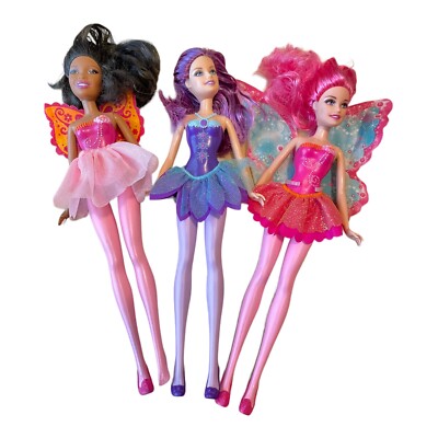 Mattel Barbie A Fairy Secret Dolls Purple Pink Orange Wings 2010