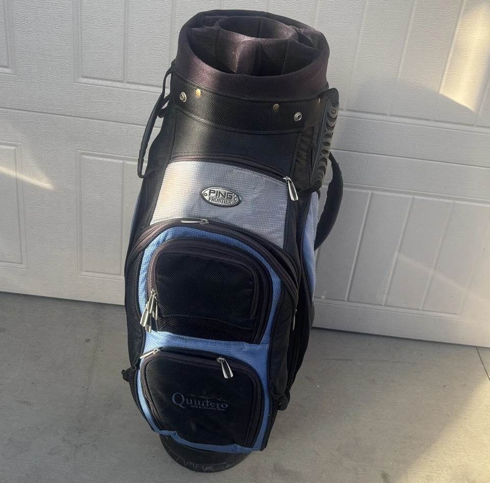 PING FRONTIER GOLF CLUB QUINTERO BAG 6-WAY 6 POCKET SHOULDER STRAP BLUE BLACK - Image 4 of 4