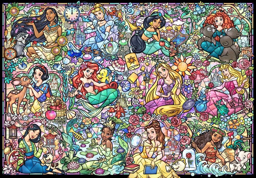 1000pcs Jigsaw Puzzle Disney Princess Collection Stained Glass