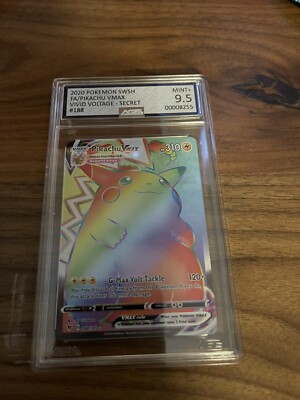 Pokemon Vivid Voltage Secret Rare Rainbow Pikachu VMAX 188/185 ENGLISH AGS  9.5