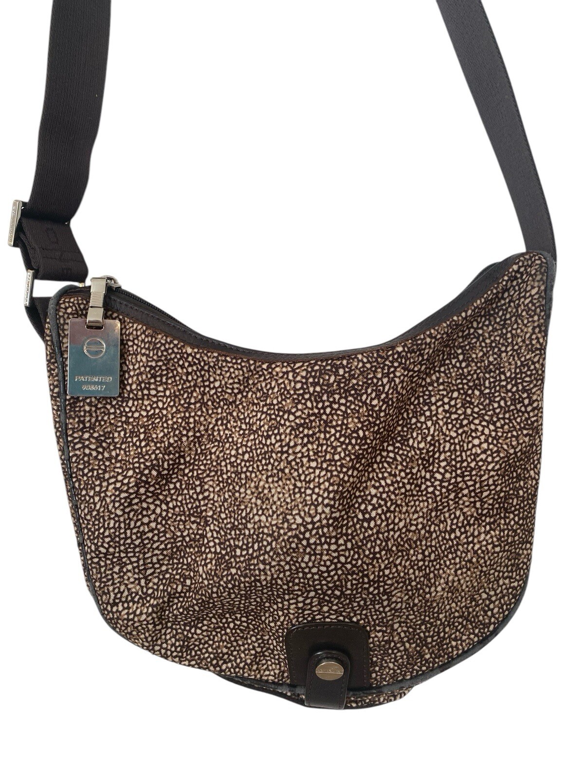 Borsa donna borbonese in nylon a tracolla marrone piccola