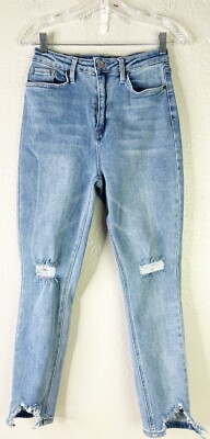 YMI Dream Sz 11 (Actual 26x25) Shark Bite Distressed Stretch Skinny Jeans EUC