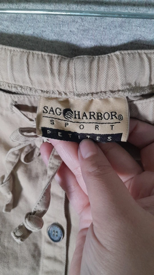 Falda De Colección Sag Harbor Sport Petites Para Mujer Medio Bronceado Cordón Botón Delantero Foto 3 de 4