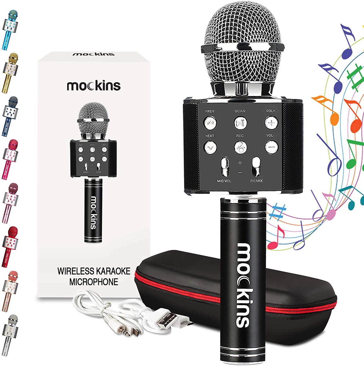 Micrófono Inalámbrico Portátil Bluetooth De Karaoke Color Negro