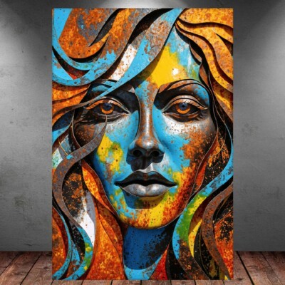 LEINWAND BILD ER XXL ABSTRAKT POP ART GESICHT FRAU GRAFFITI BUNT WAND POSTER 929