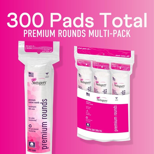 Swisspers Premium Baumwollrunden 100 Stück 3er Pack 100% reine Baumwolle - Bild 2 von 9