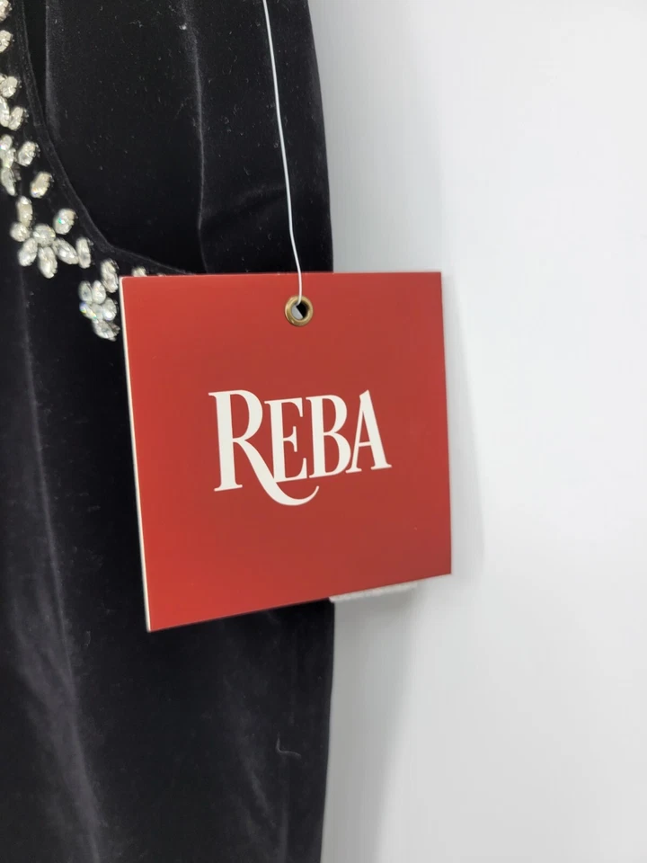 Pantalones Reba para mujer 14 negros terciopelo estrás ribete pierna recta cinco bolsillos artísticos Foto 4 de 4