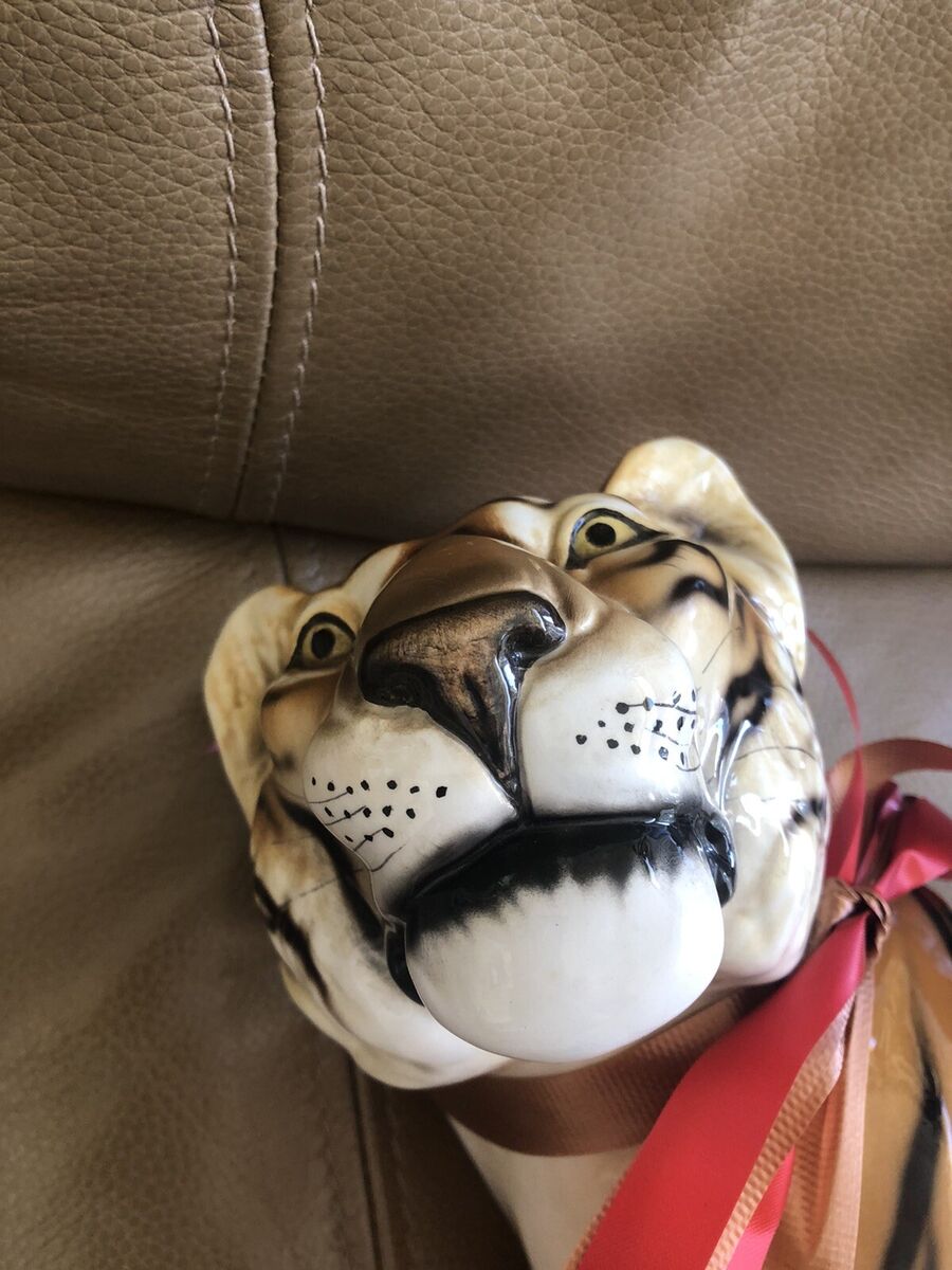 RONZAN Italy TIGER Signed Mid Century Porcelain Large RONZAN Italy TIGER Signed Mid Century Porcelain Large