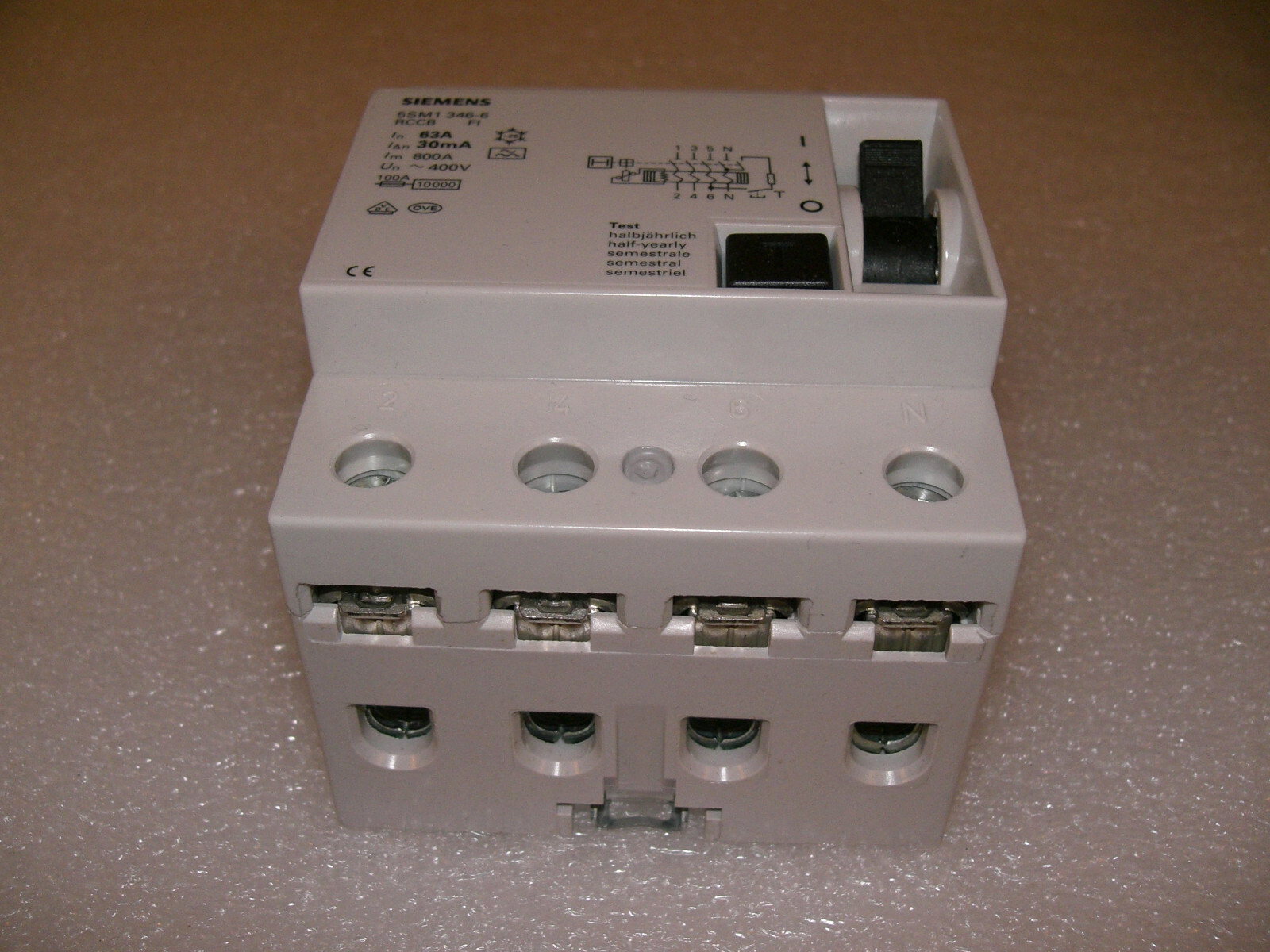 Siemens FI-Schalter 63A 30mA 4-polig 5SM1346-6, RCCB Fehlerstrom Schutzschalter