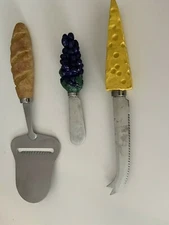 Boston Warehouse 3 Piece Cheese Serving Set Charcuterie Board Grape Vintage READ