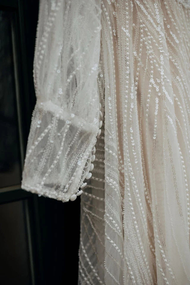 Женское свадебное платье большого размера 26 с длинным рукавом и v-образным вырезом - Изображение 2 из 4