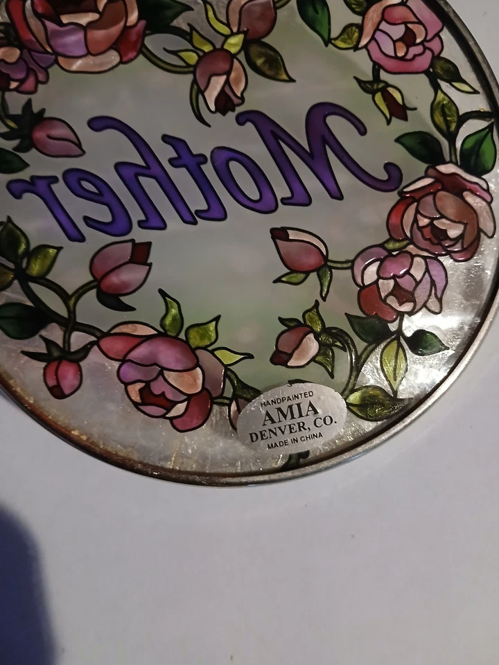 AMIA | GLASS FLORAL MOTHER SUNCATCHER ✪NEW✪ 8123 RARE CUTE MOM GIFT HANDPAINTED - Image 4 of 4