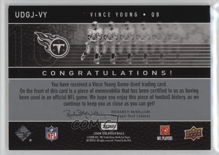 2008 Upper Deck UD Game Jersey Vince Young #UDGJ-VY - Image 2 of 2