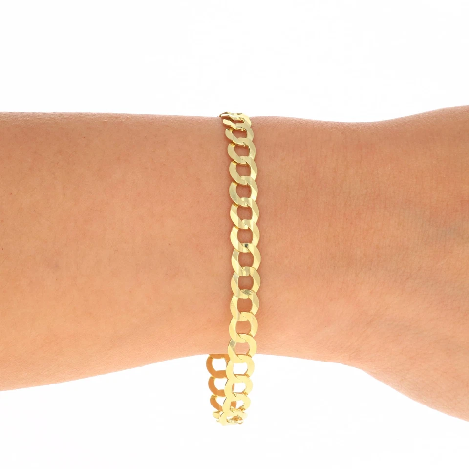 Pulsera De Cadena Curb Cubana De 6mm En Oro Amarillo De 14K Para Hombre/Mujer 7" - Imagen 2 de 4