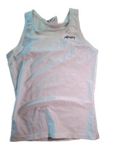 Vtg Dolfin Womens Tank Top Size M White Athletic Workout Shirt Made in USA