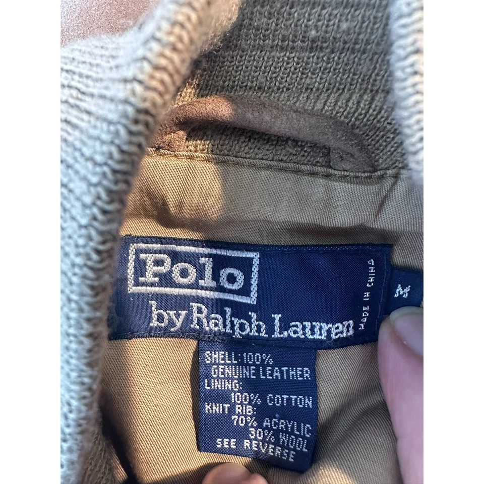 Vintage Polo Ralph Lauren Suede Bomber Jacket Mens M Brown Genuine Leather - Image 3 of 4