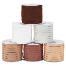5mm Faux Leather Cord 6 Colors Suede Cord Flat Micro Fiber Suede String, 32.8...