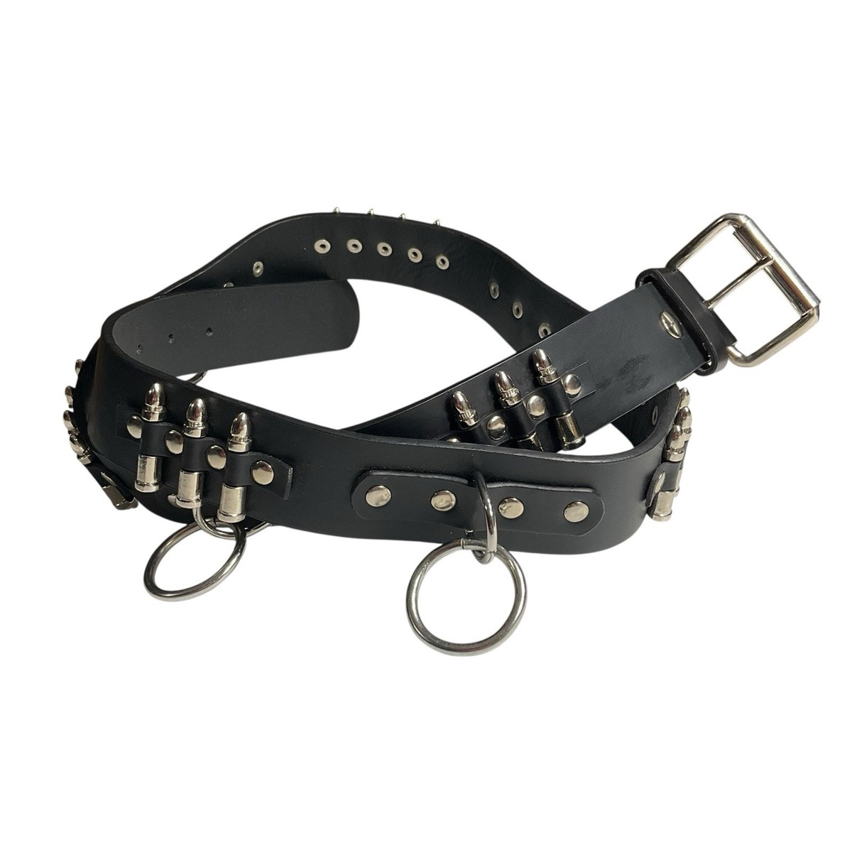 Biker O Ring Bondage Studded Bullet Belt Leather Punk Goth  display picture 1