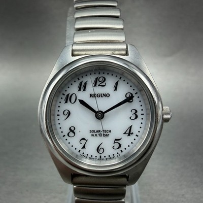Citizen Reguno Solar Watch Women 27mm White Dial Silver Tone E031-S072913 Runs