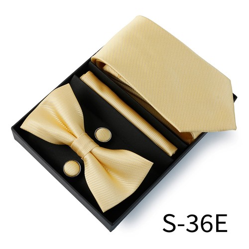 Cravatta uomo papillon gemello fazzoletto da taschino set fazzoletto da taschino con scatola - Foto 10 di 27