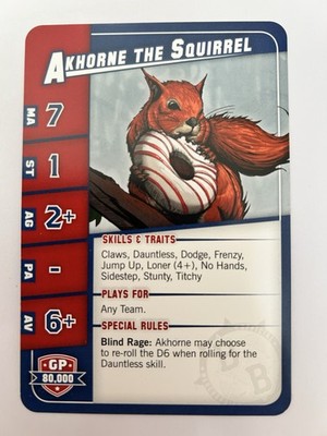 Blood Bowl Star Player Akhorne The Squirrel Promo Card Warhammer