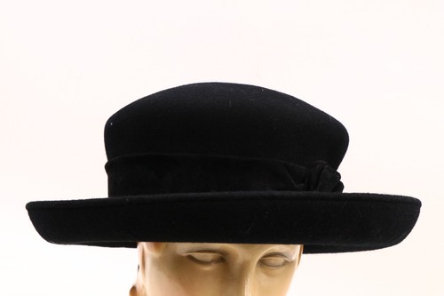 Sombrero de terciopelo negro con cinta de terciopelo liso de lana para mujer ERIC JAVITS - Imagen 2 de 8